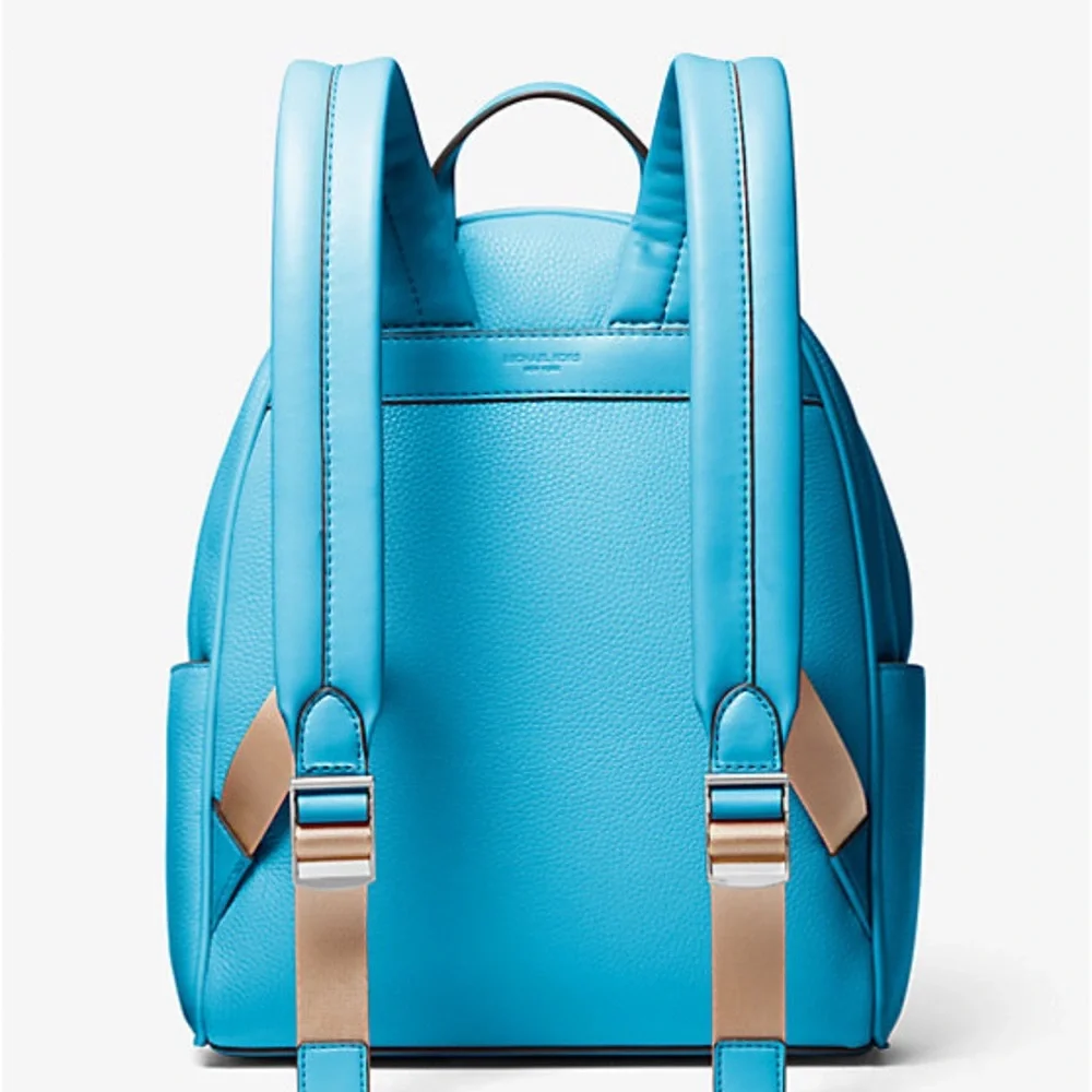 Michael Kors Bex Medium Pebbled Leather Backpack COLOR SANTORINI BLUE NWT